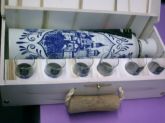 Conjunto em caixa de madeira